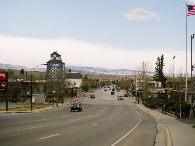 Downtown Lander Wyoming from above the street
