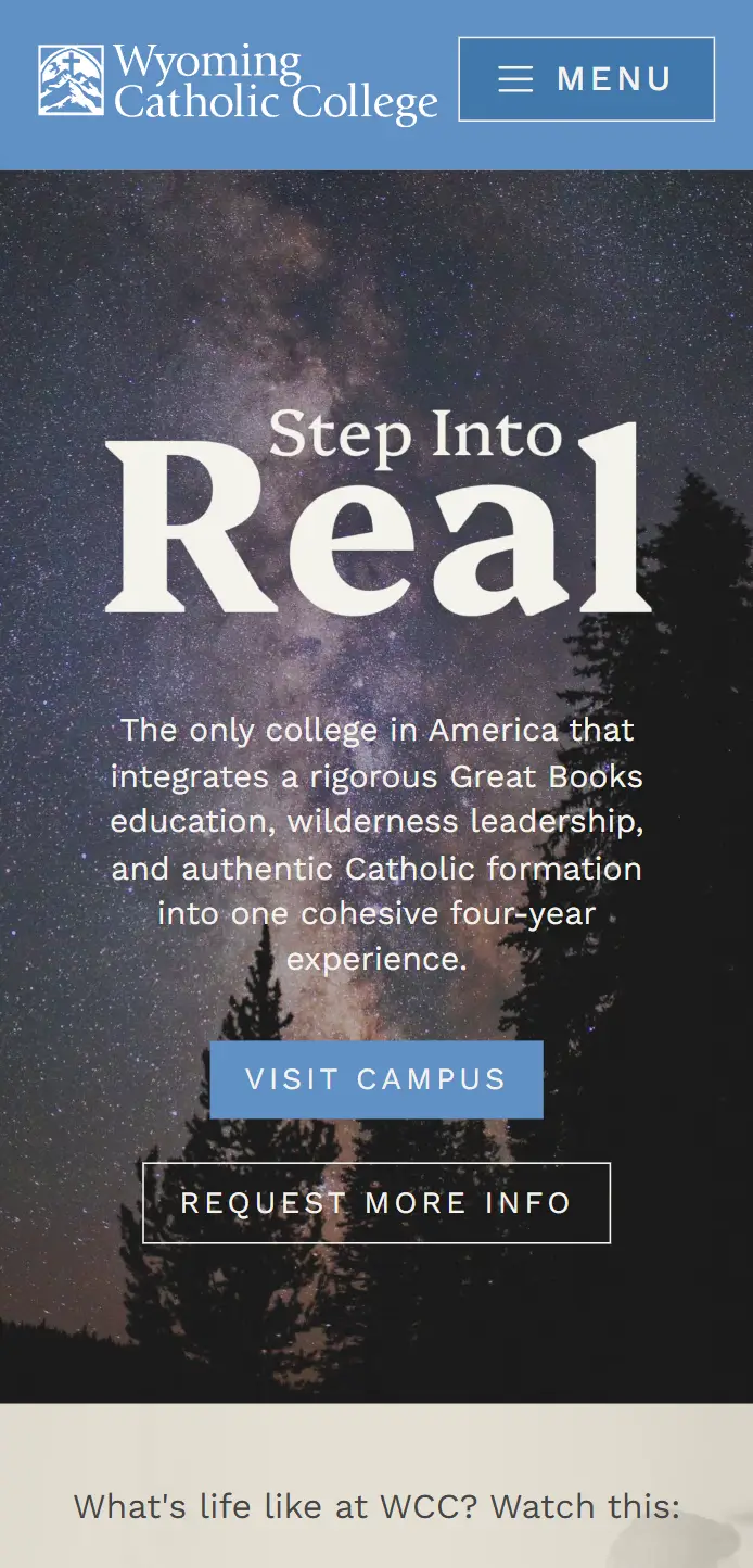 Wyoming Catholic College - mobile screen image 3